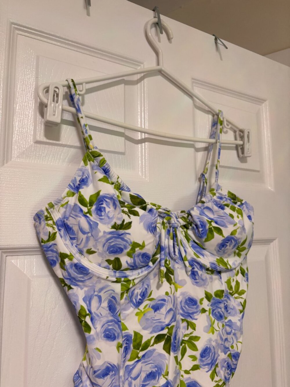 Blue Floral Underwire One-Piece Swimsuit | Blue and White Floral NWT (XL) - Picture 11 of 12
